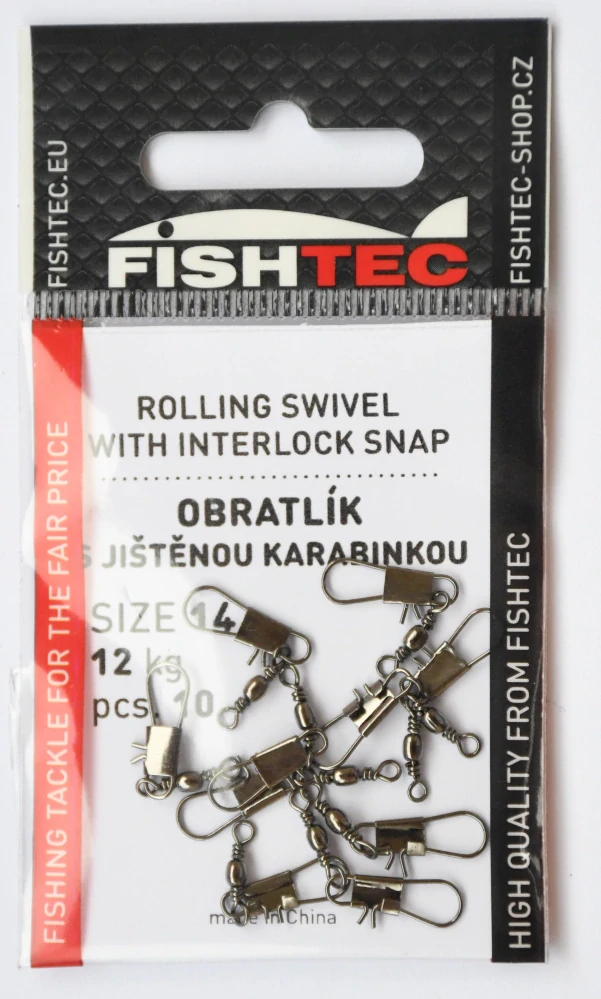 OBRATLÍK S JIŠTENOU KARABINKOU - č.6 (10 ks v balení)