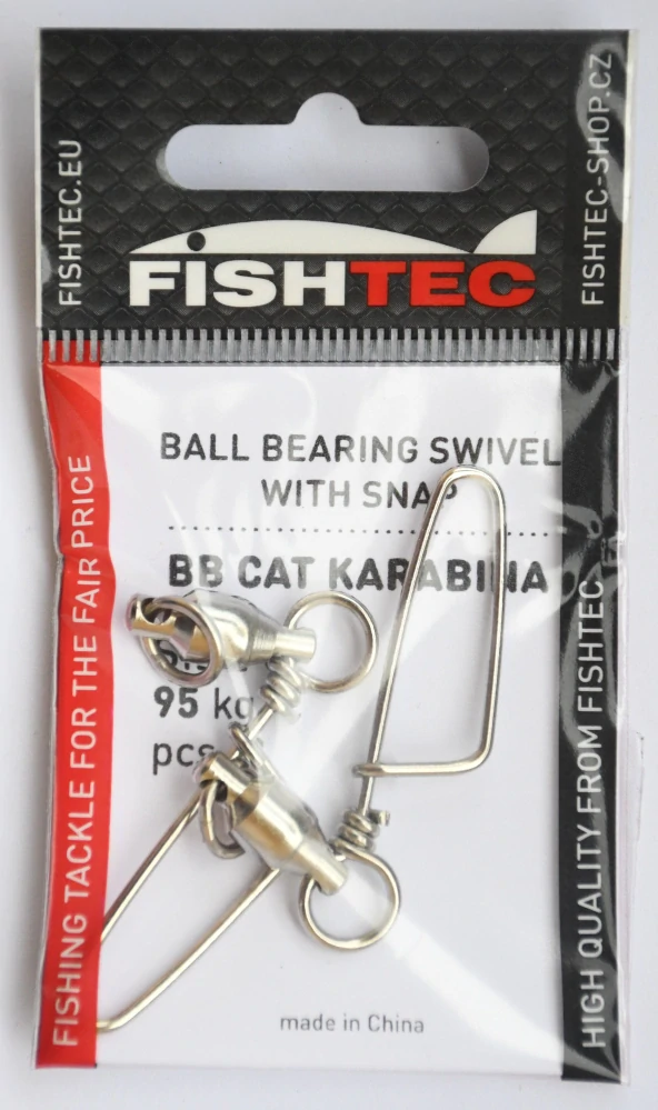 FISHTEC CAT KARABINA S OBRATLÍKEM (Ball Bearing) vel. 6/ 95 kg (2 ks v balení)
